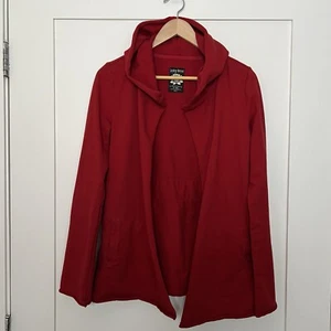 Lucky Brand Womens Small Sweatshirt Belted Wrap Cardigan Hooded Red Cotton - Picture 1 of 15