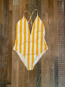 Forever 21 Women's Yellow/White One Piece Swimsuit - Picture 1 of 3