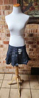Miss Sixty x MISFITS Y2K Denim Mini Pleated 3 Button up Skirt Made In Italy  - Изображение 1 из 4