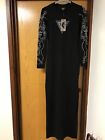 TATU women's diamante long sleeve maxi dress, black-silver size 40 uk 12