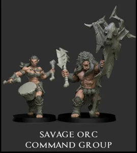 2x SAVAGE ORC COMMAND | 25mm scale | Yedharo Models | for D&D or other tabletop - Picture 1 of 2