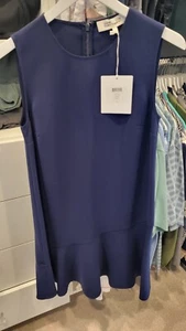 Diane Von Furstenberg Alyson Navy Blue Sleeveless Flounce Dress Sz 2 - Picture 1 of 5