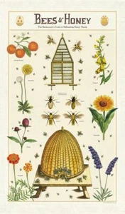 Cavallini - Asciugamano da tè vintage 100% cotone naturale - 80 x 47 cm - Api e miele - Foto 1 di 3