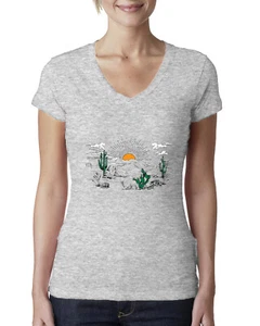 Camiseta Cactus Desert Sunset Naturaleza Mujer Calce Junior Cuello en V - Imagen 1 de 4