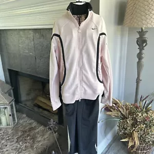 Nike Track Training Set Size Lg Womens Pink & Gray Grey Logo Pants Jacket Zip Up - Picture 1 of 11