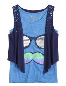 NUEVO CON ETIQUETAS Justice Girls Gafas de sol Brillo Bigote Chaleco Camiseta sin mangas 6 NUEVO - Imagen 1 de 1