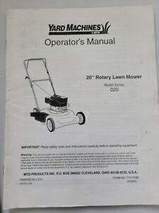 Yard Machines Operator's Manual 20" Rotary Lawn Mower 4/2000 #770-10382