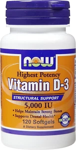 Now Foods, Vitamin D-3, 5,000 Iu, 120 Softgels - Picture 1 of 12