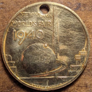 1940 Feria Mundial de Nueva York George Washington Paz y Libertad Llavero Llavero Ficha - Imagen 1 de 4