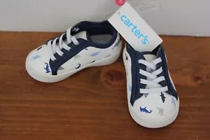 SNEAKERS~Carter's Boys Toddler Shoes NEW with tag Blue/White size 5 Shark theme. - Picture 1 of 10