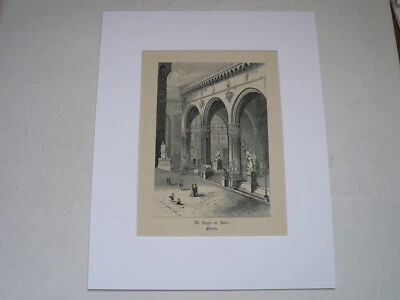 Firenze-Loggia Dei Lanzi, grabado en madera, año 1880, passepartout Foto 1 de 2