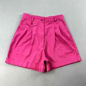 Vintage Pleated Chino Shorts Girls Small Pink 22" Waist High Waisted Sport 90s - Picture 1 of 10
