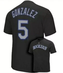 Majestic Youth Colorado Rockies Gonzalez #5 Short Sleeve, Black Medium 10/12 - Picture 1 of 6