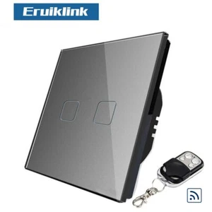 EU Standard Wifi Light Switch,2 Gang 1Way Wall Light Wireless Remote Touch - Picture 1 of 9