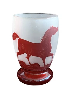 Cameo Glass Goblet depicting a Horse  Equestrian - Picture 1 of 8