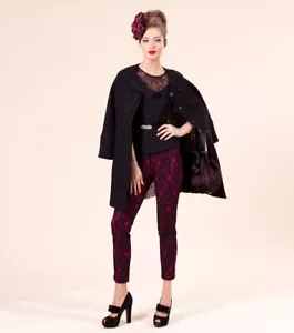 ALANNAH HILL She Bakes Poison Cakes Pants Black/Raspberry ~Size 12 ~RRP$249 Lace - Picture 1 of 5