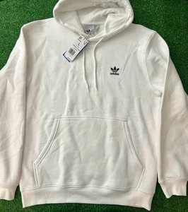 Adidas Mens White Long Sleeve Pullover Essential Hooded Sweatshirts Size L - Picture 1 of 6