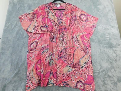 Tommy Bahama Encubrir Mujer Grande Rosa Multicolor Kaftán Túnica Natación Resort Boho Foto 1 de 4