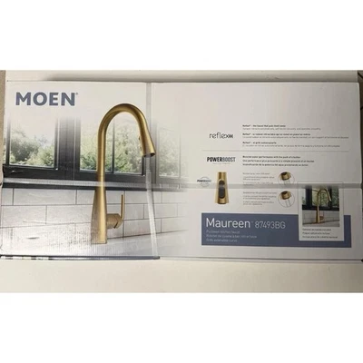 Grifo de cocina MOEN Maureen 87493BG dorado cepillado 1 mango arco alto abatible Foto 1 de 4