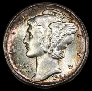 1942-D 10C Mercury Dime- choice unc/ free shipping- jam417 - Picture 1 of 2