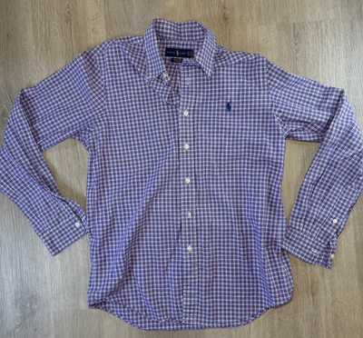 Ralph Lauren Purple Plaid Button Down Shirt Men’s Small Stretch 100% Cotton - Image 1 of 4