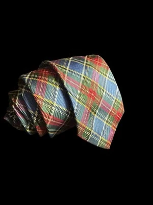 Vintage Polo Ralph Lauren Masculino Multicolorido Xadrez 100% Seda Gravata Decote 57L 3 W EUA - Imagem 1 de 4