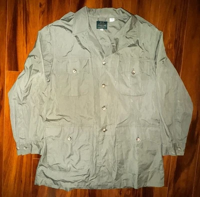 Jaqueta camisa safári Willis & Geiger 44L verde 100% algodão feita nos EUA caça - Imagem 1 de 4