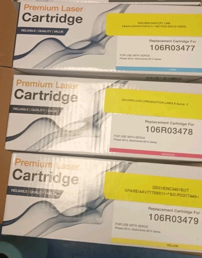 Lote de 3 cartuchos de tóner Phaser Xerox Workcentre 6510dn 6515dn 6510n CMY Foto 1 de 1