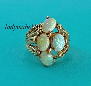 Vintage 14 Karat Gelbgold natürlicher australischer Feueropal Ring Größe 5 7,7 Gramm - Bild 1 von 9