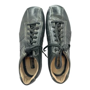 Skechers USA Herren Leder Freizeitschuhe Größe 10 Schwarz Schnürschuhe Komfort Turnschuhe - Bild 1 von 14