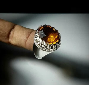 Citrine Stone 925 Sterling Silver Ring African Citrine Ring Natural Citrine Ring - Picture 1 of 3