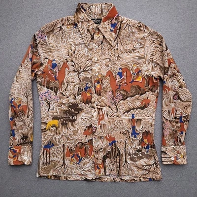 Camisa Cellini De Colección Años 70 Para Hombres Mediana Persa Miniatura Arte Impresión Tapiz Antiguo Foto 1 de 4
