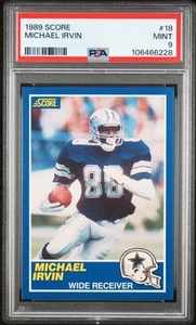 Puntuación #18 1989 Michael Irvin PSA 9 Rookie RC centrado - Imagen 1 de 2