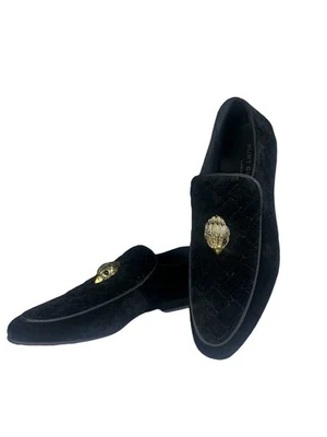 Kurt Geiger Mens Shoes Black Velvet Gold Eagle Head - Image 1 of 4
