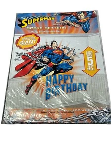 SUPERMAN GIANT WALL DECORATION WITH HAPPY BIRTHDAY ADD ON SCENE SETTERS - Picture 1 of 12