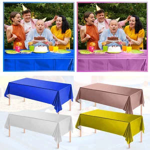 54" x 108" Foil Metallic Reusable Table Cloth Rectangle Covers Wipe B'day Party - Picture 1 of 22