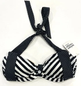 Top de bikini de natación vintage único a rayas con puntos para mujer talla XXL - Imagen 1 de 7
