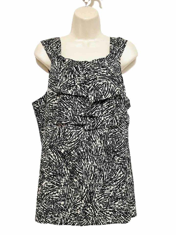 Blusa sin mangas Mossimo XL negra lt bronceada ligera plata brillo lazo geométrico Foto 1 de 4