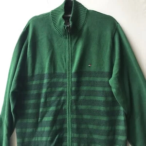 Tommy Hilfiger Hunter Grün Blau Strickjacke Pullover Herren Gr. XL Streifen Full Zip - Bild 1 von 22
