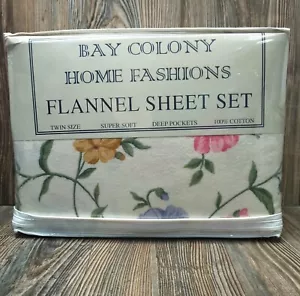 BAY COLONY TWIN Flanell Laken Set Vintage Blumen Baumwolle tiefe Taschen weich - Bild 1 von 9