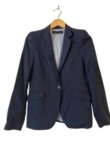 Zara Woman Size S Single-Button Wool Blazer Jacket Notch Collar Striped Lining - Picture 1 of 10