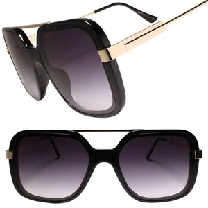 Designer Luxury Oversized XXL Gorgeous Stylish Square Black & Gold Sunglasses - Picture 1 of 4