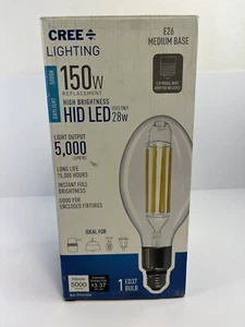 NEW CREE 150-Watt Clear ED37 HID LED Light Bulb w/Medium Base & E39 Adapter - Picture 1 of 4