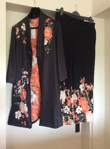 Chico's 10/12 Ladies Oasis Paradise Duster Jacket Kimono & Pants Trousers BNWT - Picture 1 of 16