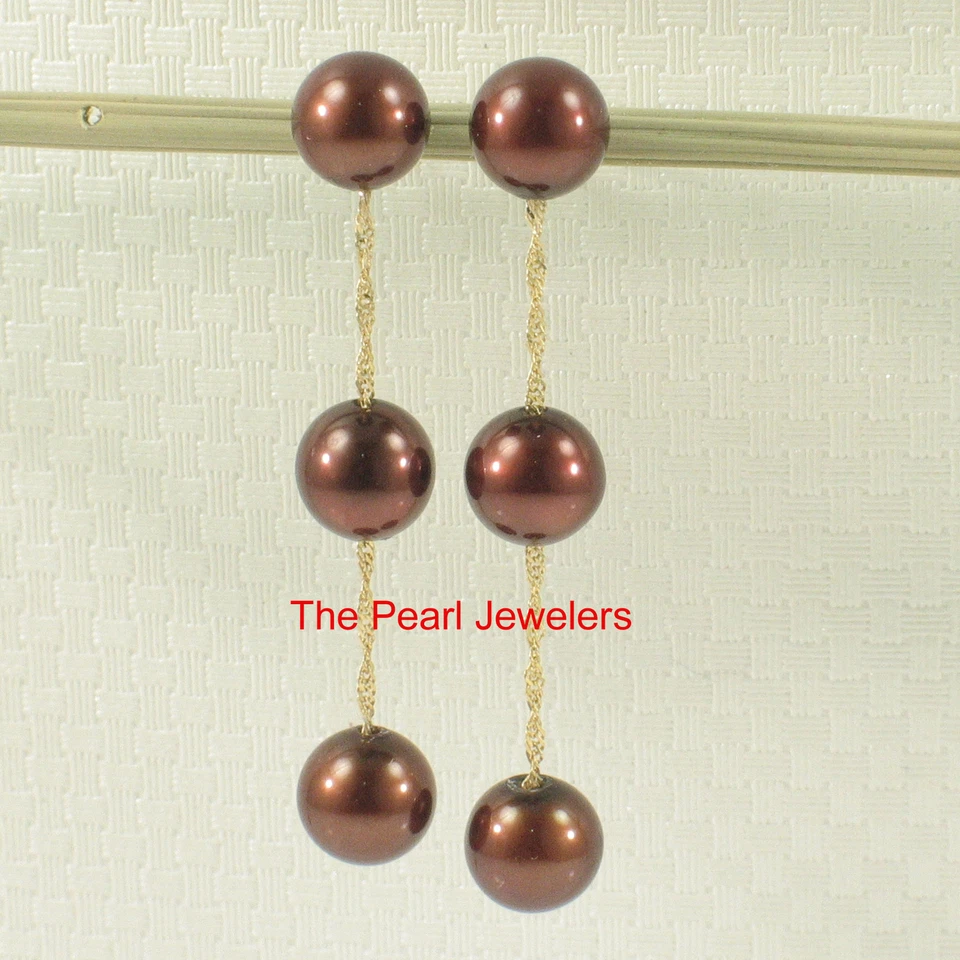 Tin Cup Design Dangle Chocolate Cultured Pearl Earrings - Image 1 of 4