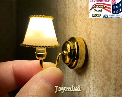 1/12 Dollhouse Miniature Wall Sconce With Shade Hanging LED Light Chandelier Toy - Image 1 of 4