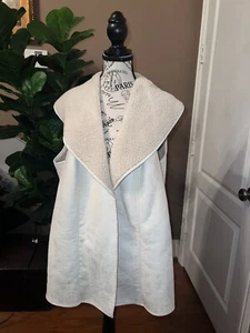 NEW Ralph Lauren Woman Sz 2X 2XL XXL Faux Suede & Sherpa Fleece Vest Cream NWT - Picture 1 of 12