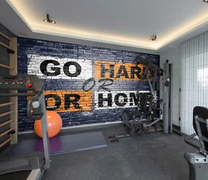3D Gray Bricks I6464 Gym Wallpaper Mural Self-adhesive Removable Sticker - Picture 1 of 11