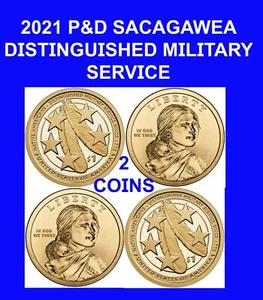 2021 P&D Sacagawea Native American Distinguished Military Service Dollar (2) - Picture 1 of 3