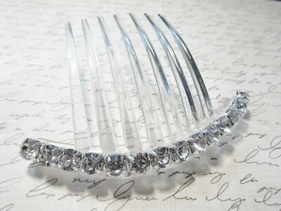 8 mm  Clear Crystal silver plated Rhinestone Large french hair comb - Image 1 of 4